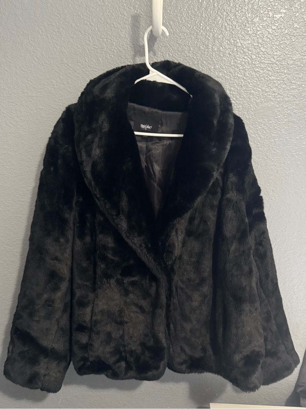 Mossimo Black Teddy Faux Fur Jacket - Plush Shawl Collar